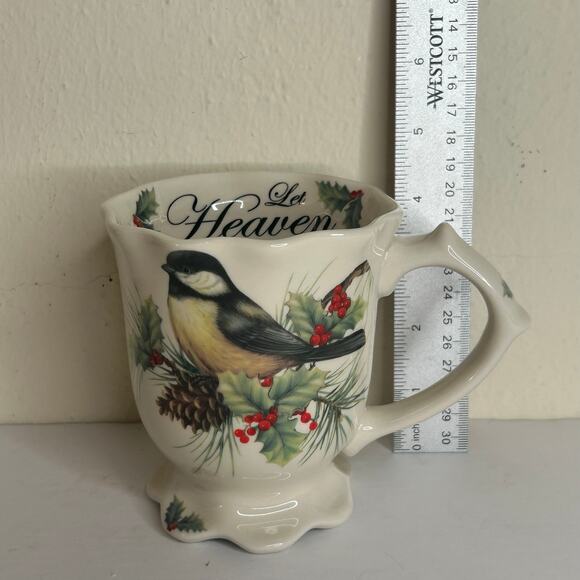 Cracker Barrel Season of Peace Let Heaven and Nature Sing Chickadee Mug 12 oz - Picture 7 of 8